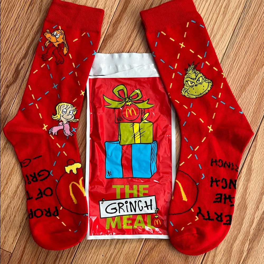 McDonald’s red limited edition Grinch socks